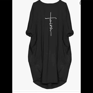 Oversized Black Faith T-Shirt Dress Size: XL